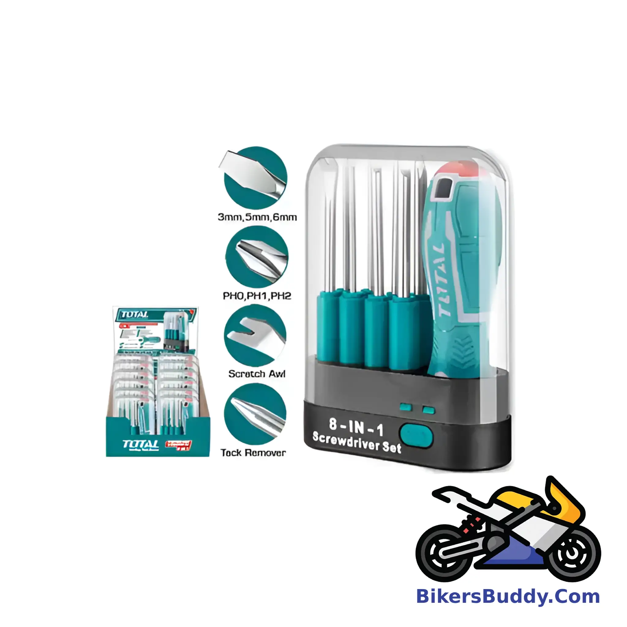 Total 9 pcs Inter-changeable Screwdriver Set